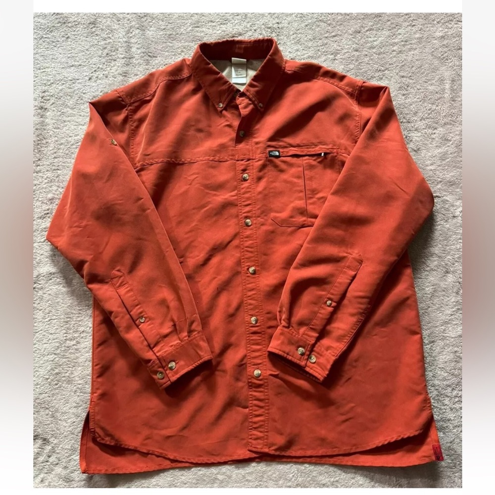 The North Face Men's Casual Button Down Shirt - Rust Orange
